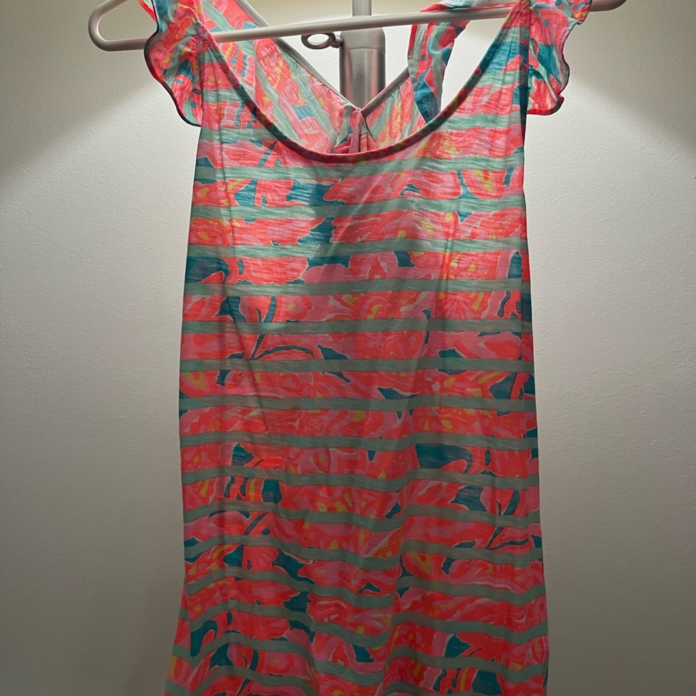Lilly Pulitzer Pink and Teal Striped Tank Top